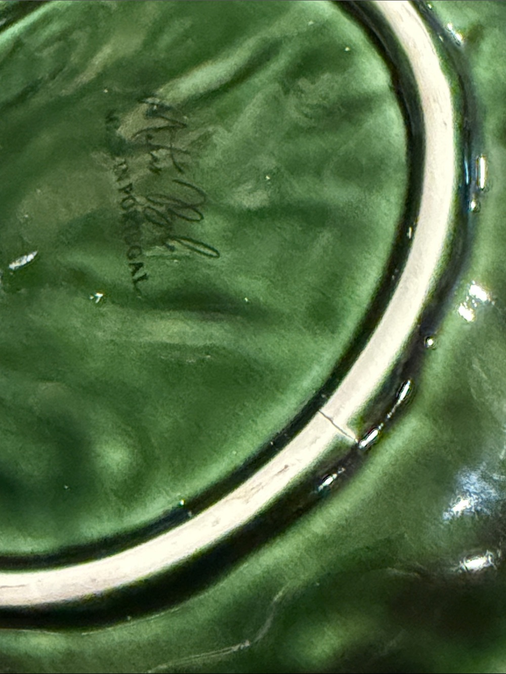 Matias Belo Green Cabbage Plates Hand Painted Made in Portugal, Two Dishes - Picture 11 of 12